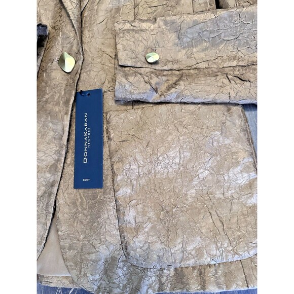 Donna Karan New York Women's Textured Metallic One-Button Blazer Bronze Brown 0 - Picture 3 of 13